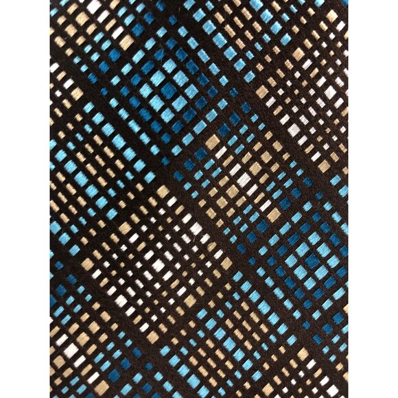 Croft & Barrow Blue/Tan Geometric Print Handmade 100% Silk Textured Stain Resist - Picture 2 of 8